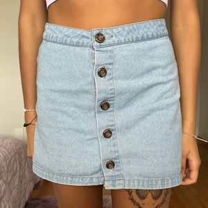 Forever 21 Button Front Denim Mini Skirt Size Small